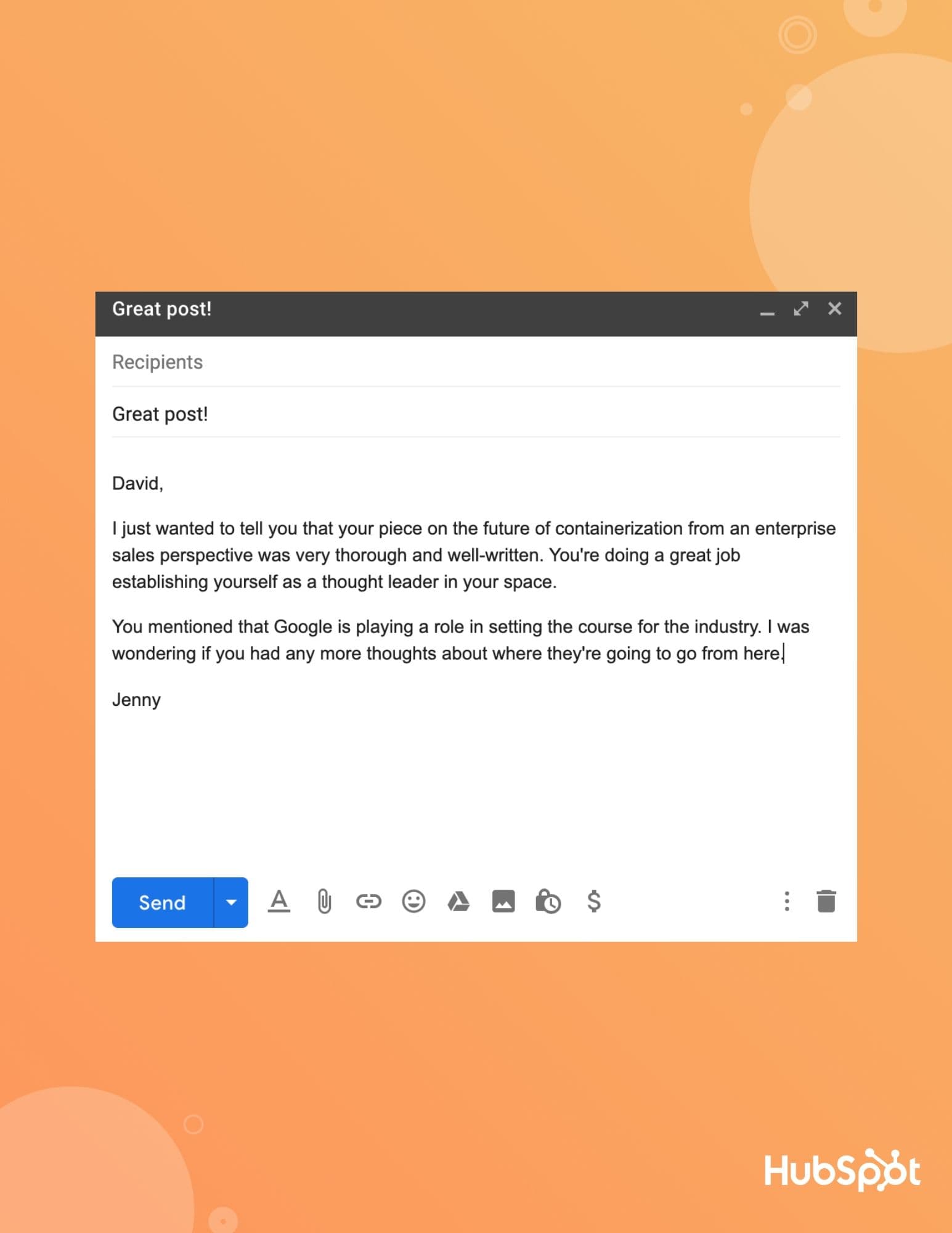 Sales email template for social media responses